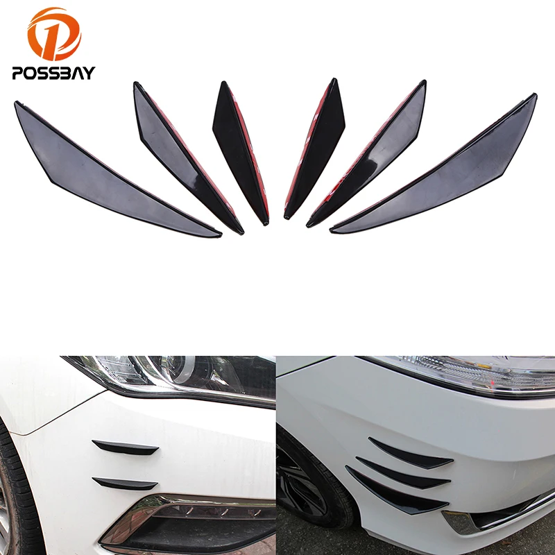 4PCS Car Front Bumper Lip Splitter Fins Spoiler Canards Valence Chin Auto Body