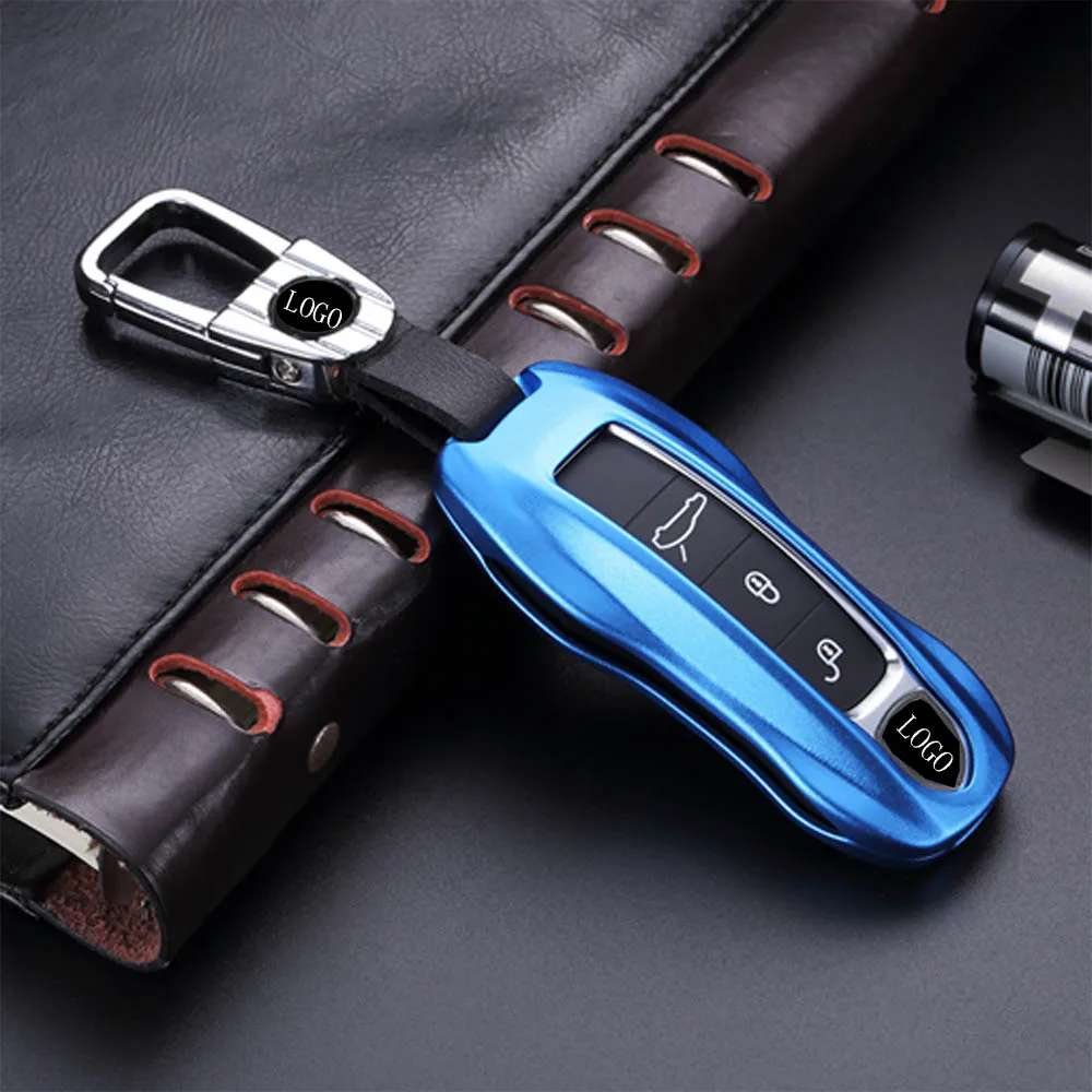 Дистанционного Smart Key FOB случае ключ В виде ракушки для Porsche Cayenne Macan Panamera автомобиля-охватывает автомобиль-Стайлинг - Название цвета: Blue