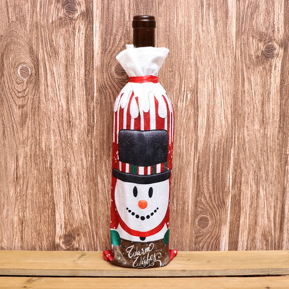 Рождественская крышка бутылки вина сумки Снеговик Санта Клаус Рождественское украшение Рождественская Кукла декор для обеденного стола