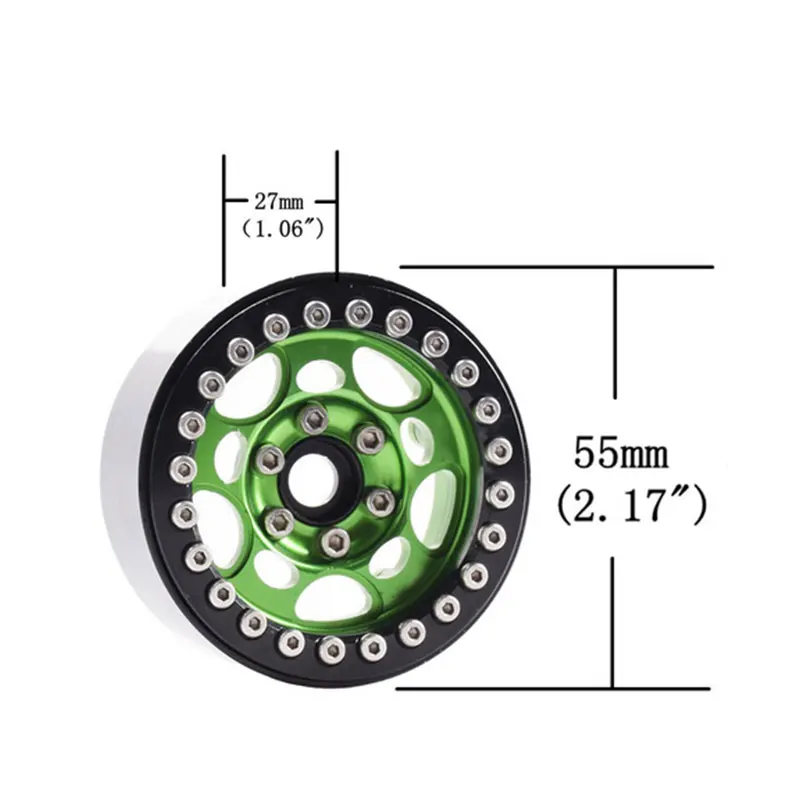 Yfan 4 шт. металлический 1,9 обод для колеса Beadlock для 1/10 Масштаб Rc Гусеничный Crawler осевой Scx10 II D90 Tamiya CC01 D110(зеленый+ черный