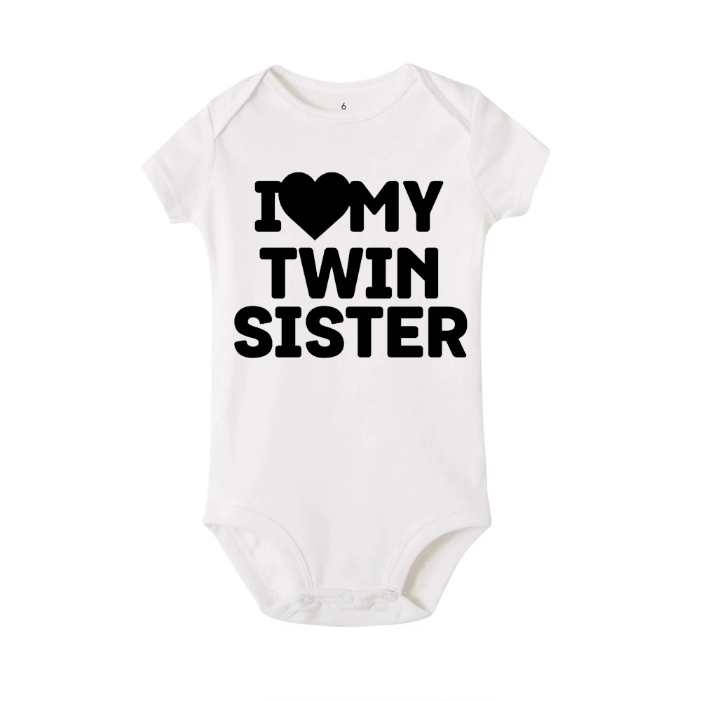 Новая повседневная белая одежда с надписью «I Love My Two Sister» хлопковый комбинезон с короткими рукавами для новорожденных мальчиков и девочек, одежда для малышей - Цвет: RB20-SRPWH-
