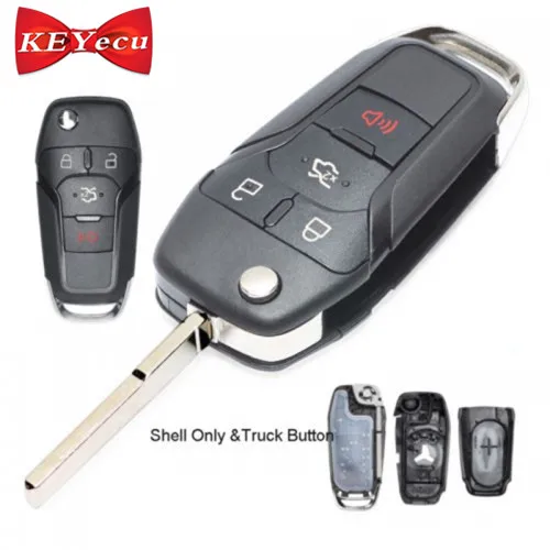 

KEYECU for Ford Fusion Edge Explorer 2013-2015 Flip Remote Control Car Key Shell Case Fob Housing Cover N5FA08TAA Uncut Blade