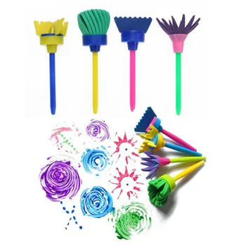 

4pcs/set Paint Tool Rotate Spin Paint Drawing Sponge Brushes Kids DIY Flower Sponge Art Graffiti Brushes Educational Toy