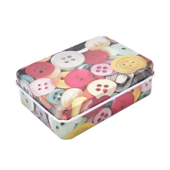 

Button Printing Mini Tin Metal Box Case Desk Organizer Home Storage Stationery Holder
