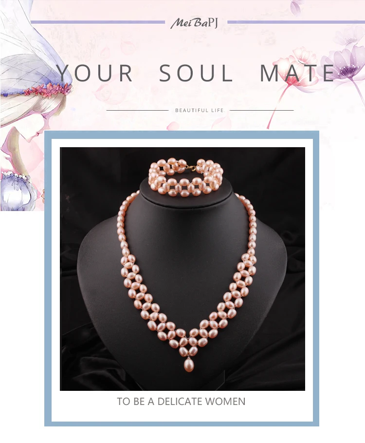 [MeiBaPJ] Новая мода розовый натуральный пресноводный жемчуг ювелирные наборы 925 пробы серебряные ювелирные изделия для женщин
