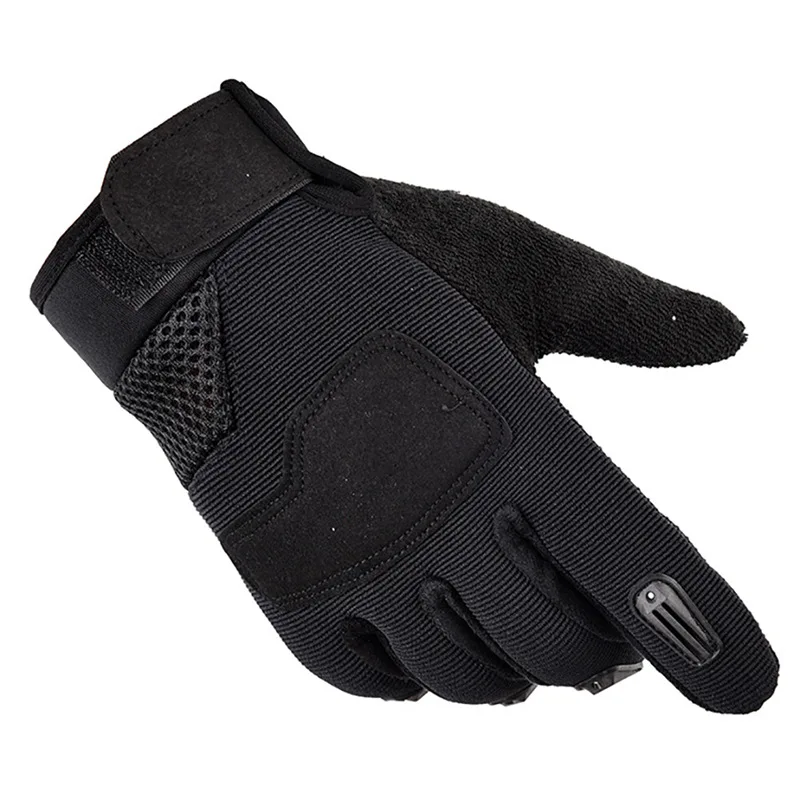 1 пара мужских тактических армейских походных перчаток полный палец Зимние теплые велосипедные перчатки Кемпинг Туризм Спорт на открытом воздухе противоскользящие перчатки - Цвет: Черный