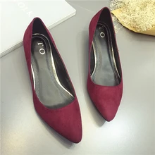 2016 Fashion retro suede shoes woman low female wild big yards shallow mouth single shoes with pointed shoes US4.5-8.5