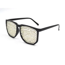 Женские Модные алмазные очки блеск Выходные туфли на выпускной бал Опора Бар Club очки женские черные очки Frame квадратные очки L3