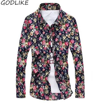 

Flower shirts Mens Fashion Hawaiian spring Printed Casual Floral Shirt / Male Shirt Casual Button Shirt f Plus Size 4XL 5XL