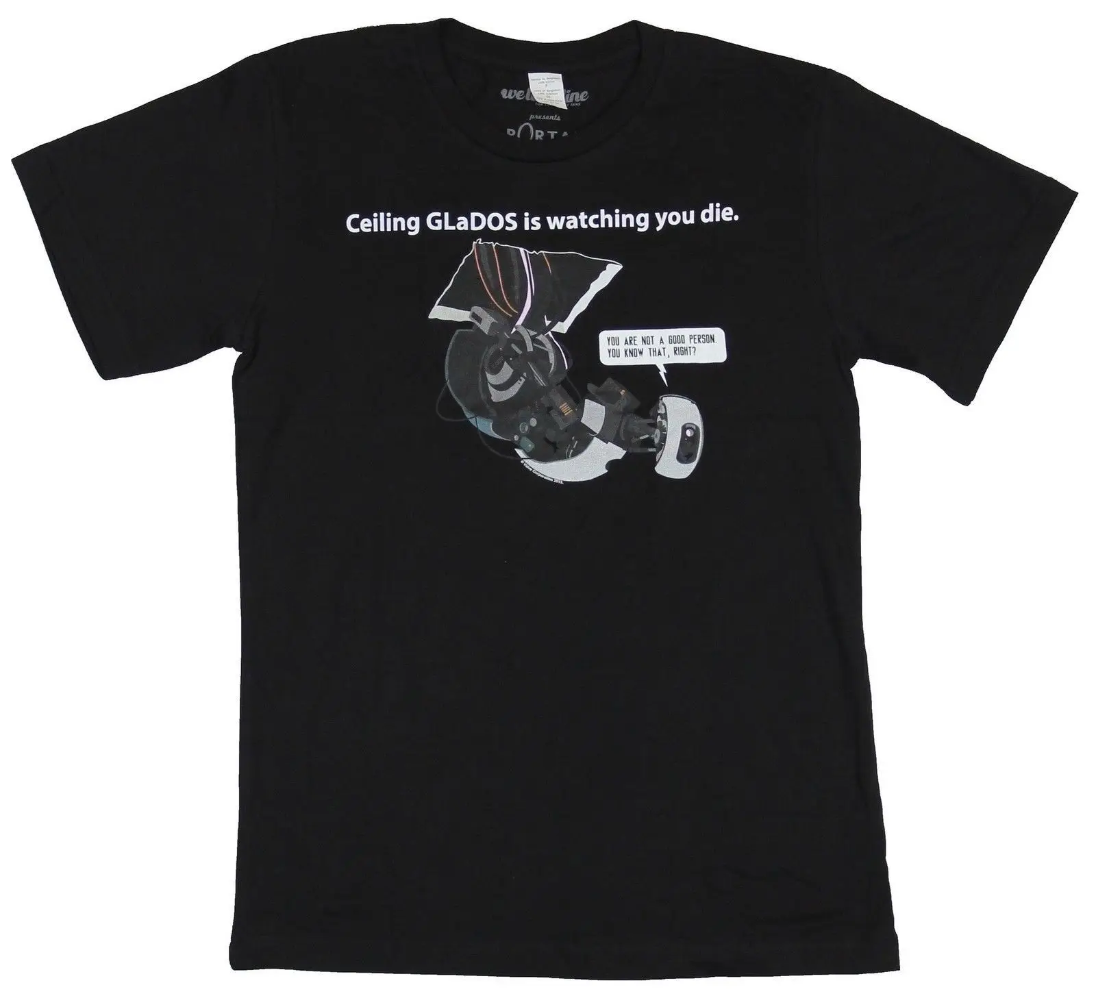 Мужская футболка Portal GLaDos is Watching you Die Robot Smart Allelic унисекс с мультипликационным