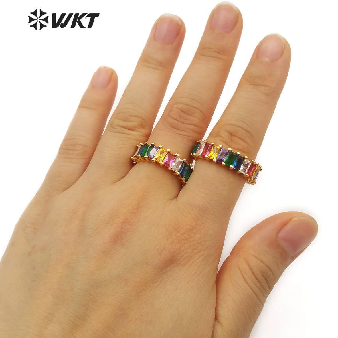 WT-MR007 кольцо с микропаве прямоугольной формы разноцветные камни-камни Шарм Золотое Кольцо женское ювелирное модное кольцо для нее