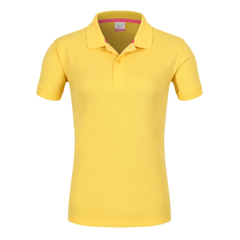 Женские летние однотонные рубашки поло из хлопка, индивидуальный дизайн с принтом, собственные топы, рубашки, тонкие рубашки с коротким рукавом, рубашки поло, женская одежда - Цвет: Цвет: желтый