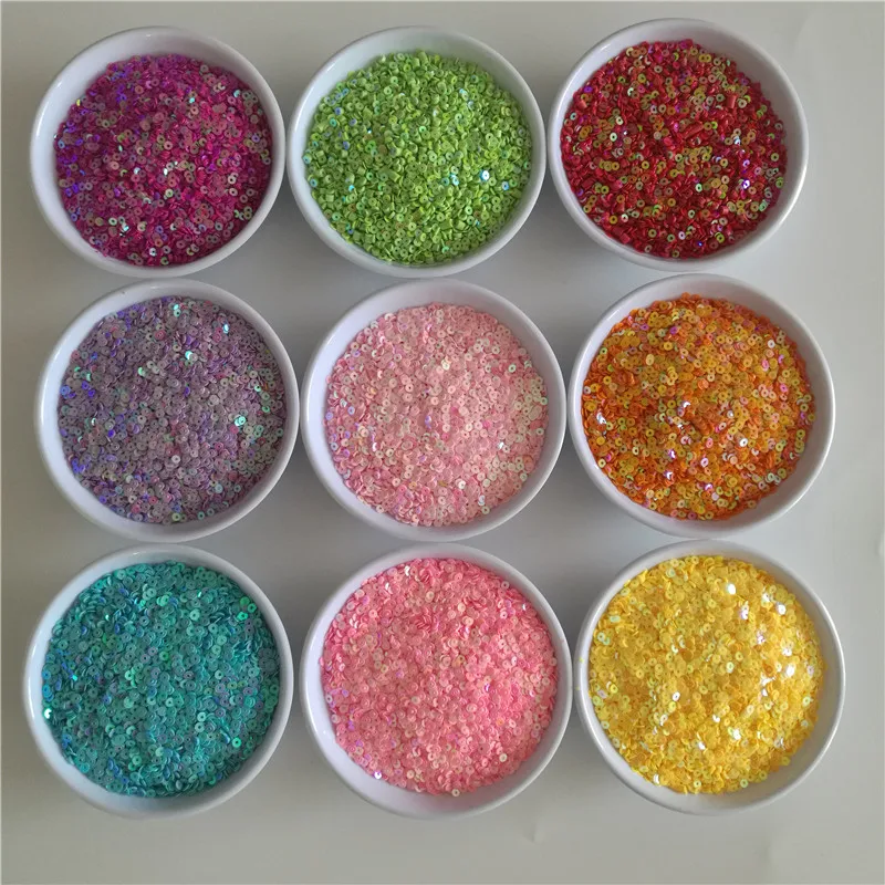 

3mm Round Flat AB Colorful Loose Sequins Crafts Clothing Wedding Dress Decoration Sewing Garment Bags Shoes Nail Art Accessories