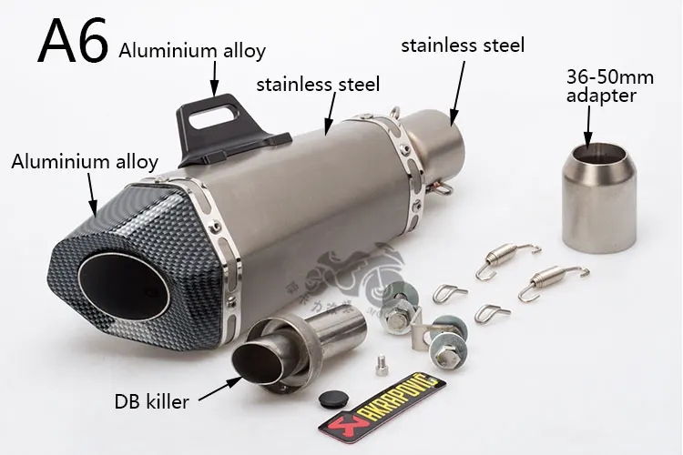 51 мм мотоциклетная выхлопная труба из углеродного волокна, глушитель Akrapovic, маленький шестигранный выхлоп с DB killer для Z900 MT09 KTM390 CBR - Цвет: A6