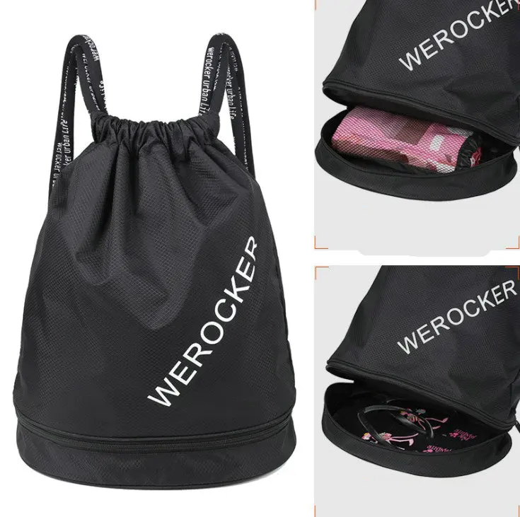 

2019 hot sell free shipping waterproof sturdy function gym drawstring bags backpack for wet clothes seperate shoes backpack
