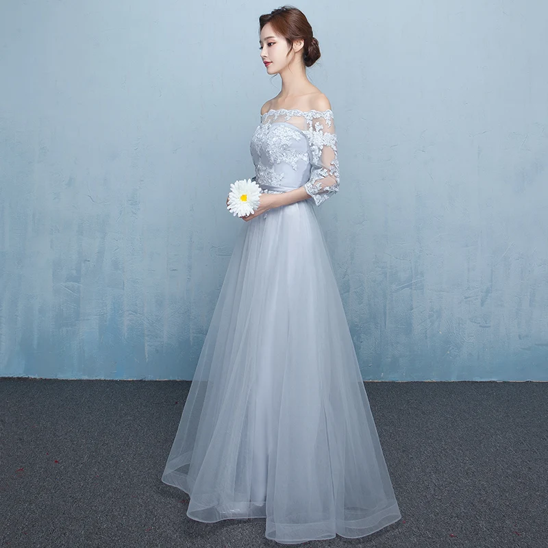 Robe de soiree 2020 серебристо серое вечернее платье со шнуровкой и открытыми плечами