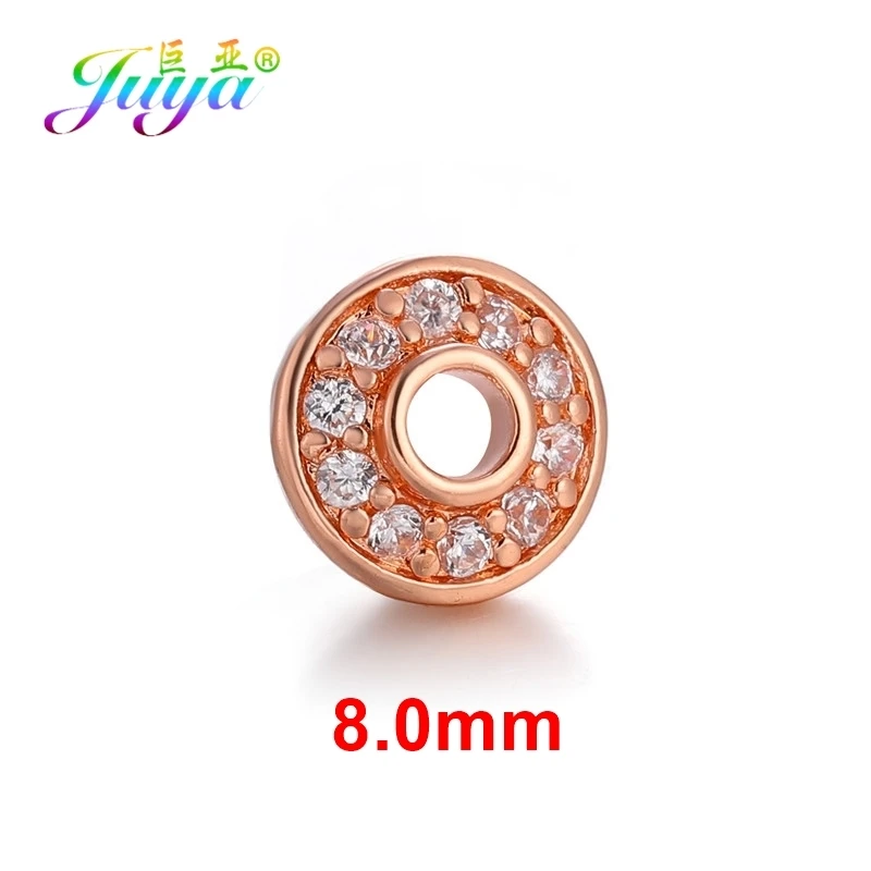 Juya DIY Ювелирные изделия с кистями компоненты 8 10 12 мм украшение круглый цветок разделитель бусины шапки Аксессуары для ювелирных изделий - Цвет: Rose Gold 8.0mm