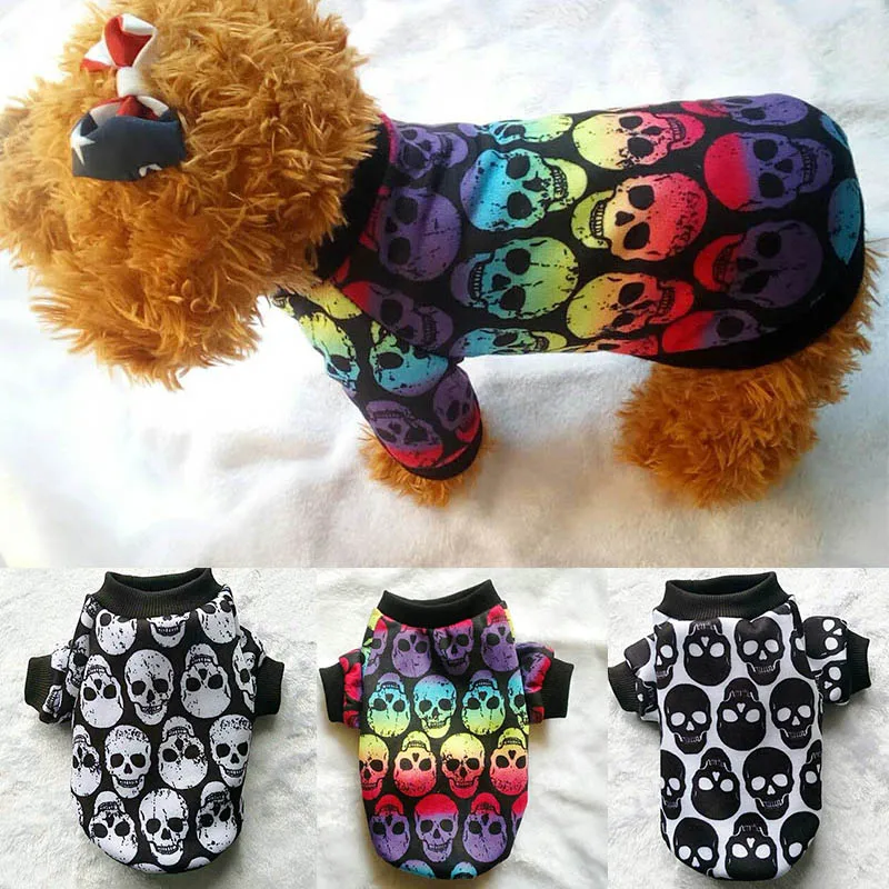 

Puppy Sport Soccer Jersey Pet Accessories 1 Pc Pet Sweater Dog Coats Cotton XS-XL Cute Skull Pattern