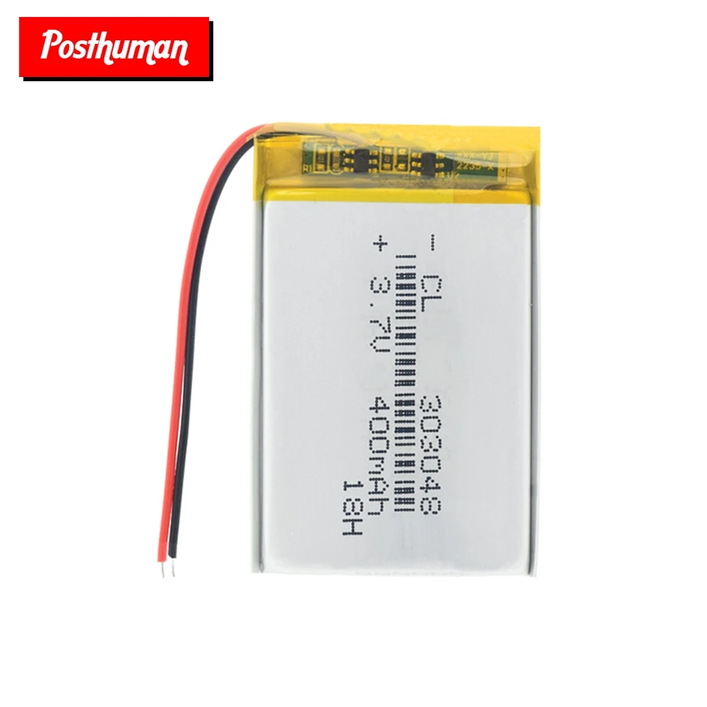 

Rechargeable 303048 3.7V 400mAh Lithium Polymer Lipo Battery 303048 For MP3 MP4 Remote Control E-book Electric Toy PSP Router