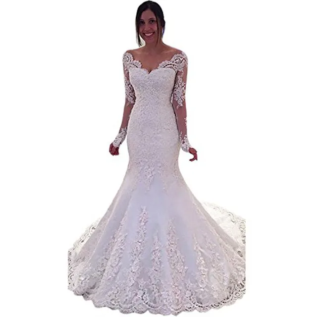 Vnaix X028 Y Lace Long Sleeve Mermaid Wedding Dresses Chapel Vnaix X028 Y Lace Long Sleeve Mermaid Wedding Dresses Chapel Train Bridal Gowns