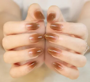

24PCS Brown Nail Art FULL COVER Tips False Acrylic Artificial Nail Art Tips Gel