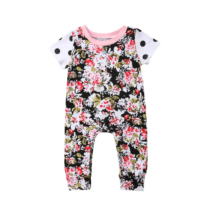 Newborn Toddler Baby Girl Floral Romper Jumpsuit One Piece Polka Outfit Clothes For Little Girls