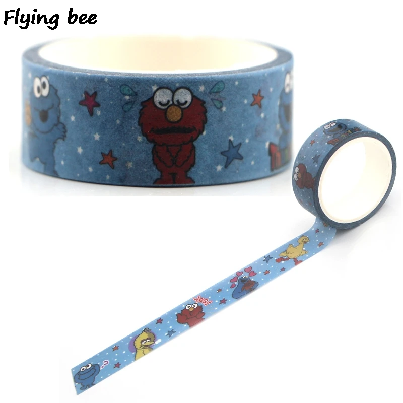 

Flyingbee 15mmX5m Paper Washi Tape Sesame Street Creative Adhesive Tape DIY Scrapbooking Sticker Label Masking Tape X0344