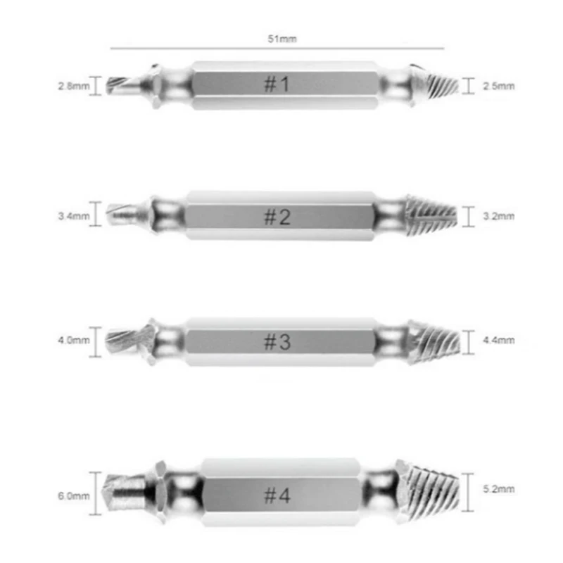 Набор экстракторов винтов 4 шт./компл.|4 pcs/set|set drillset screw extractor |