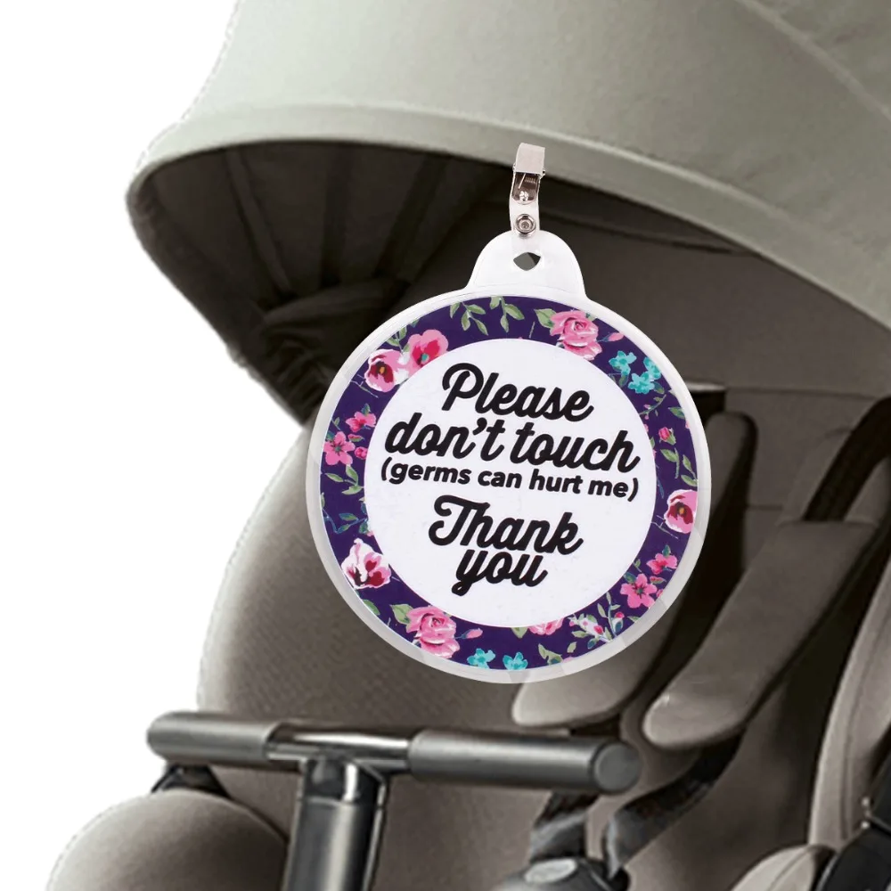 

Puseky 2019 newborn Baby Safety No Touching Tag Newborn Baby Stroller Alphabet /animal round card clip Sign Baby Shower Gift