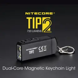 Nitecore TIP2 маленький перезаряжаемый брелок свет 720 LMs 2x CREE светодиодный с батареей легкий вес пальмового размера фонарик Бесплатная доставка