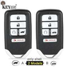 KEYECU-carcasa de repuesto para llave de coche, carcasa de mando a distancia con cuchilla sin cortar, para Honda Civic Pilot 2016, 2017, 2018, 2019, 2020, 4 botones