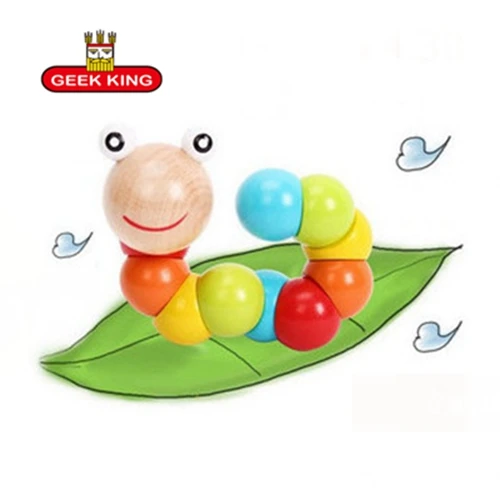 

0-3 years old Early childhood teaching twists and turns insects puzzle wooden toys baby exercise caterpilla education Math Toys
