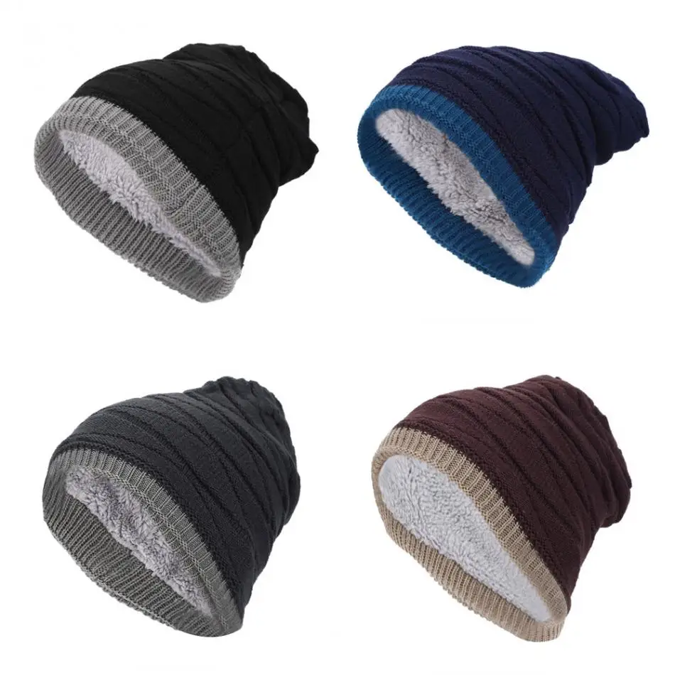 Women Men Winter Knitted Wool Cap Unisex Hiking Beanies Hat Hip Hop