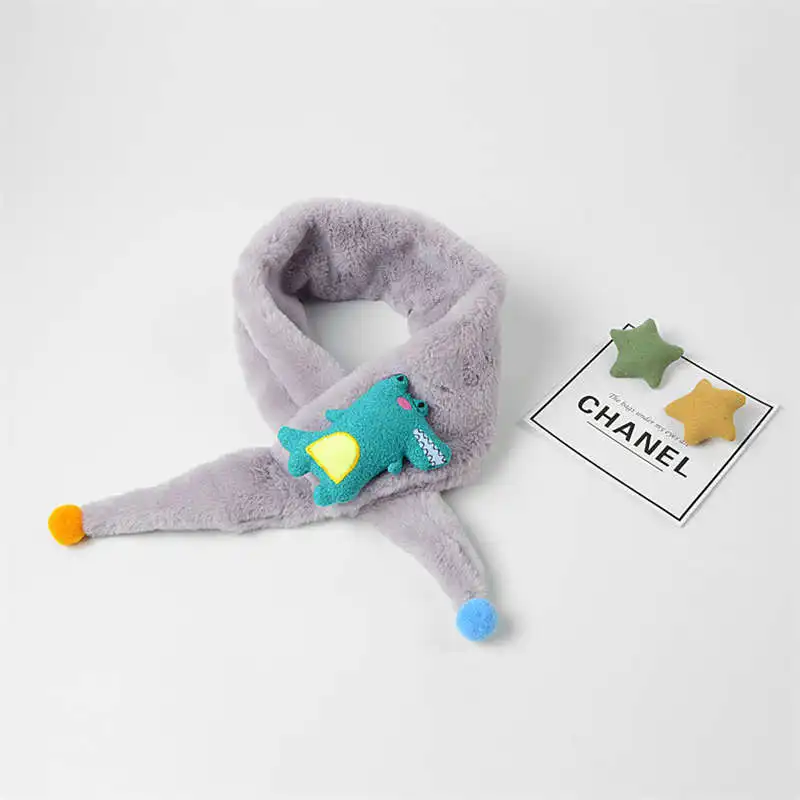 BibiCola одежда для малышей аксессуары детей плюс бархат утолщаются мультфильм мяч далее прекрасный теплый шарф Детские зимний шарф для девочек - Цвет: gray
