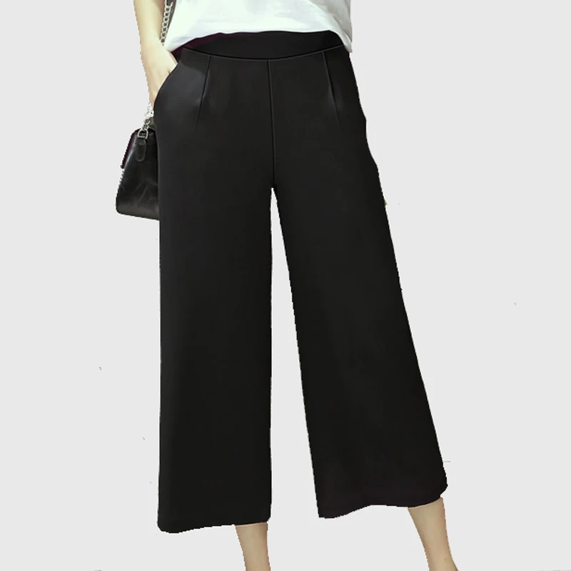 2017 Spring Summer Loose Lady Pants Solid High Waist Wide Leg Pants