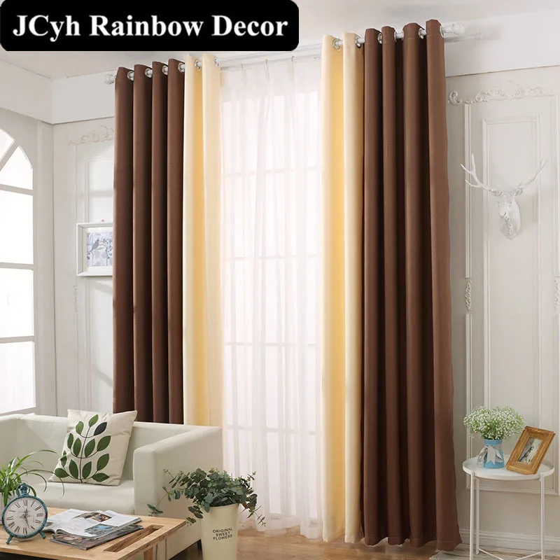 

High Quality Faux Color Block Curtains For Living Decorative Modern Elegant Linen Curtains For Bedroom Finished Window Curtains