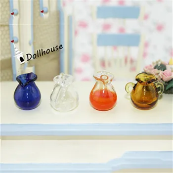 

4 Style for Dollhouse Furniture Miniatures Blue Glass Jug Glass Pot Vase 1/12 Scale Kitchen Toy