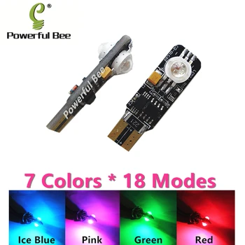 

2 x Fashion 7 colors changeable T10/W5W 3W LED car bike clearance stop lights 18modes keep lighting or flash signal lamp bulb
