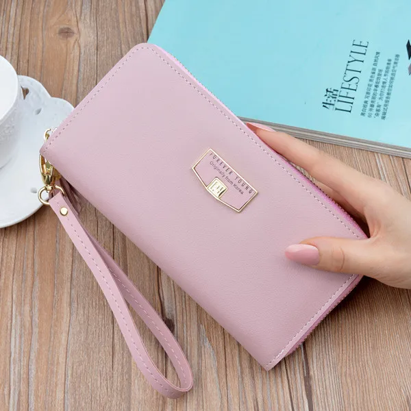 lightpink Роскошные кошельки кисточкой большой длинный кожаный на молнии Для женщин кошелек Cuzdan Walet Валле телефон мешок денег Portomonee портфель держатель для карт - Цвет: lightpink