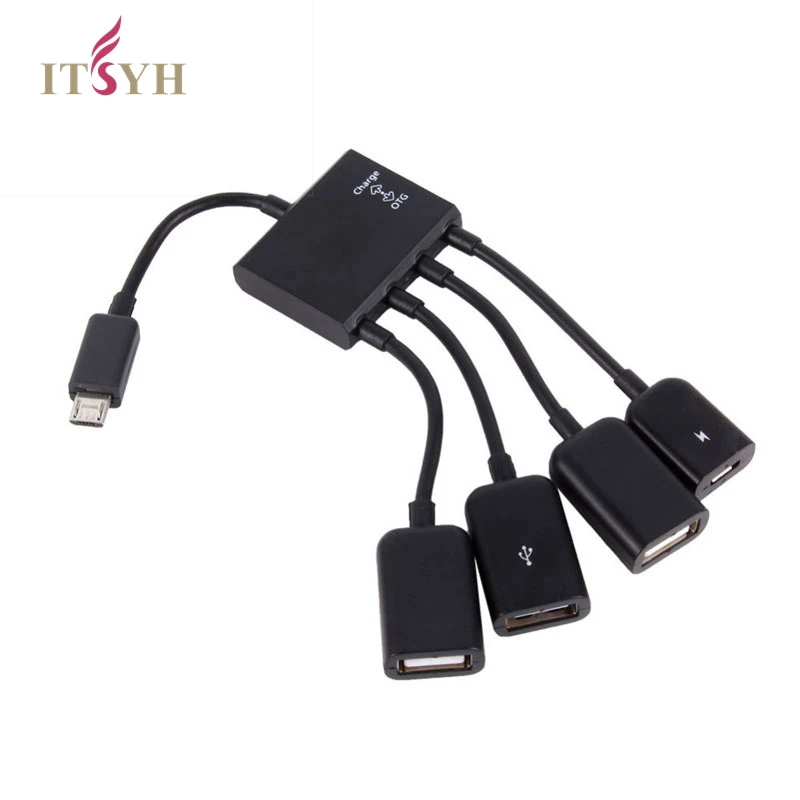 

OTG data cable - USB splitter, 4 connector splitter., black, easy to carry, high quality for smartphone computer tablet.TW-051