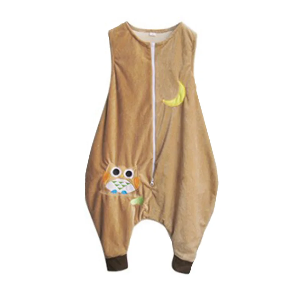 Cute Infant Sleeveless Vest Flannel Leg Sleeping Clothing Clothes Anti-Kick Warm Pajamas Baby Soft Sleeping Clothes