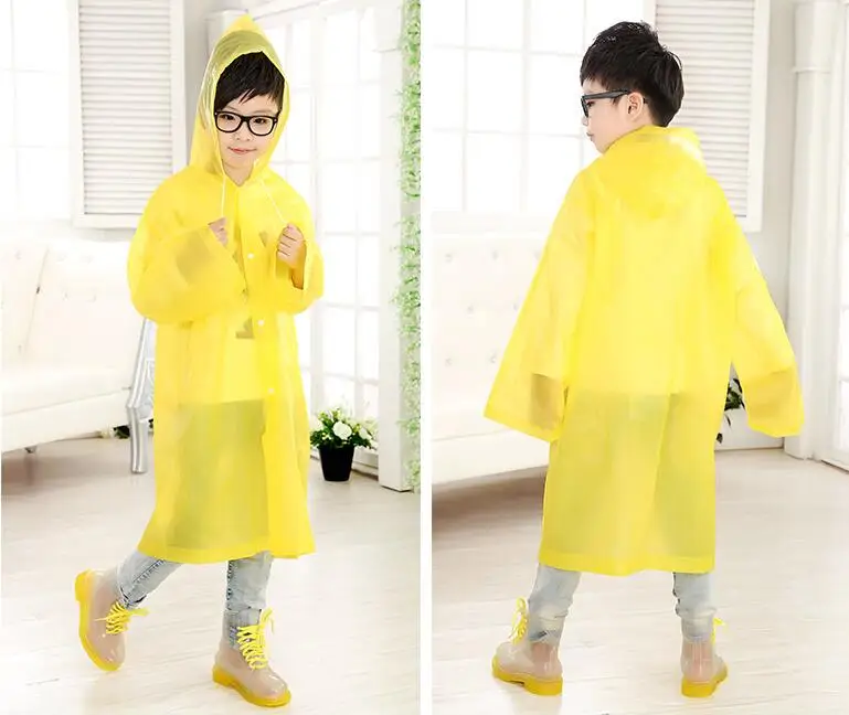 13.Age 6~13 Kids student Hooded Jacket children Girl boy Rain coat Poncho Raincoat Cover Long transparent Rainwear