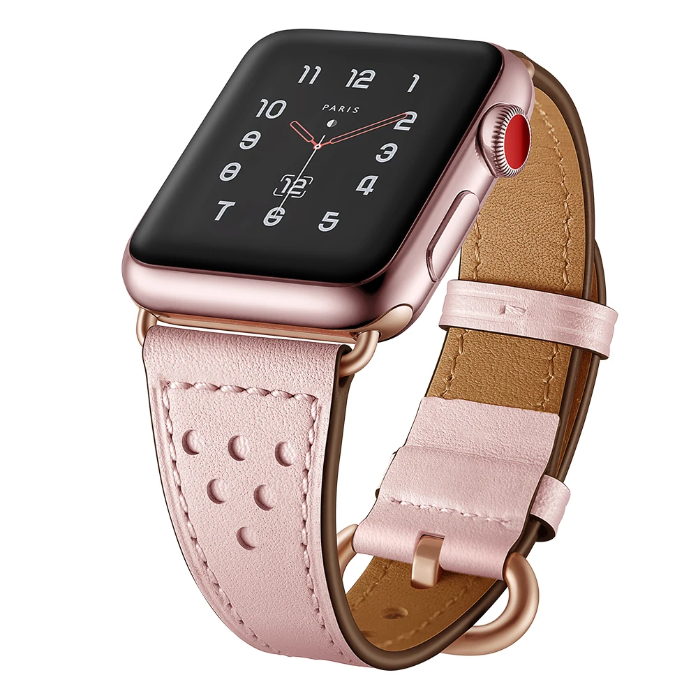 Тонкий кожаный ремешок для Apple watch band 40 мм 44 38 42 элегантный браслет из натуральной