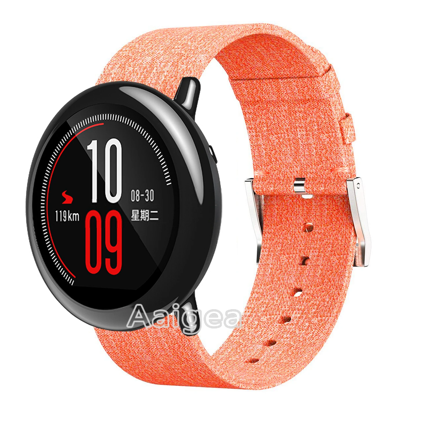 22 мм тканый текстильный ремешок для часов Ремешок Для Xiaomi Huami Amazfit PACE Смарт-часы модный нейлоновый манжет ремешок винтажный ремешок для наручных часов - Цвет ремешка: orange