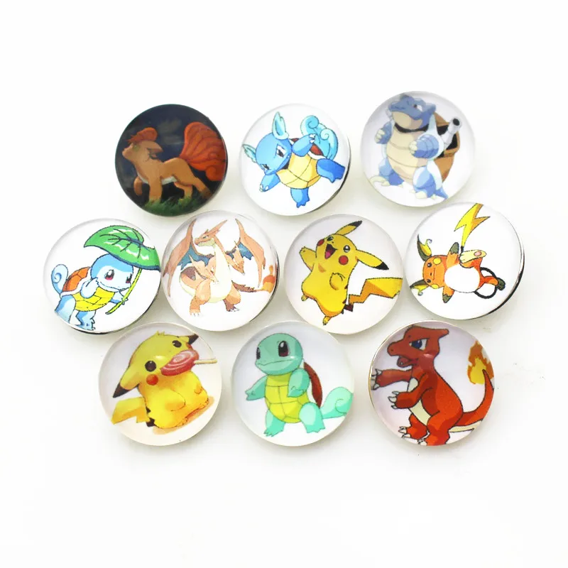 

New Arrive Snaps Jewelry 50pcs Glass Pokemon Snap Button For Ginger Bracelet&bangles Snaps Button Jewellery 18mm