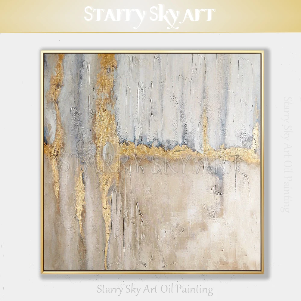 

Best Selling Pure Hand-painted Thick Textured Abstract Oil Painting on Canvas Pop Fine Art Abstract with Gold Foil Oil Painting