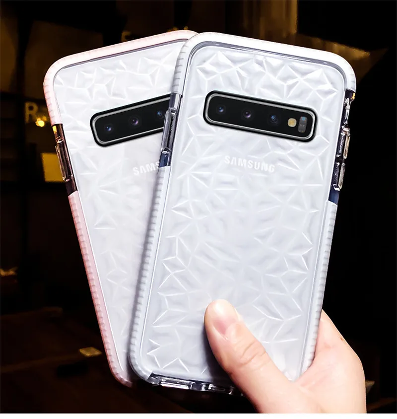 

Luxury 3D Diamond Pattern Shockproof Soft Cases For Samsung Galaxy S10 S9 S8 Plus S10e Note 9 Transparent Cover Case