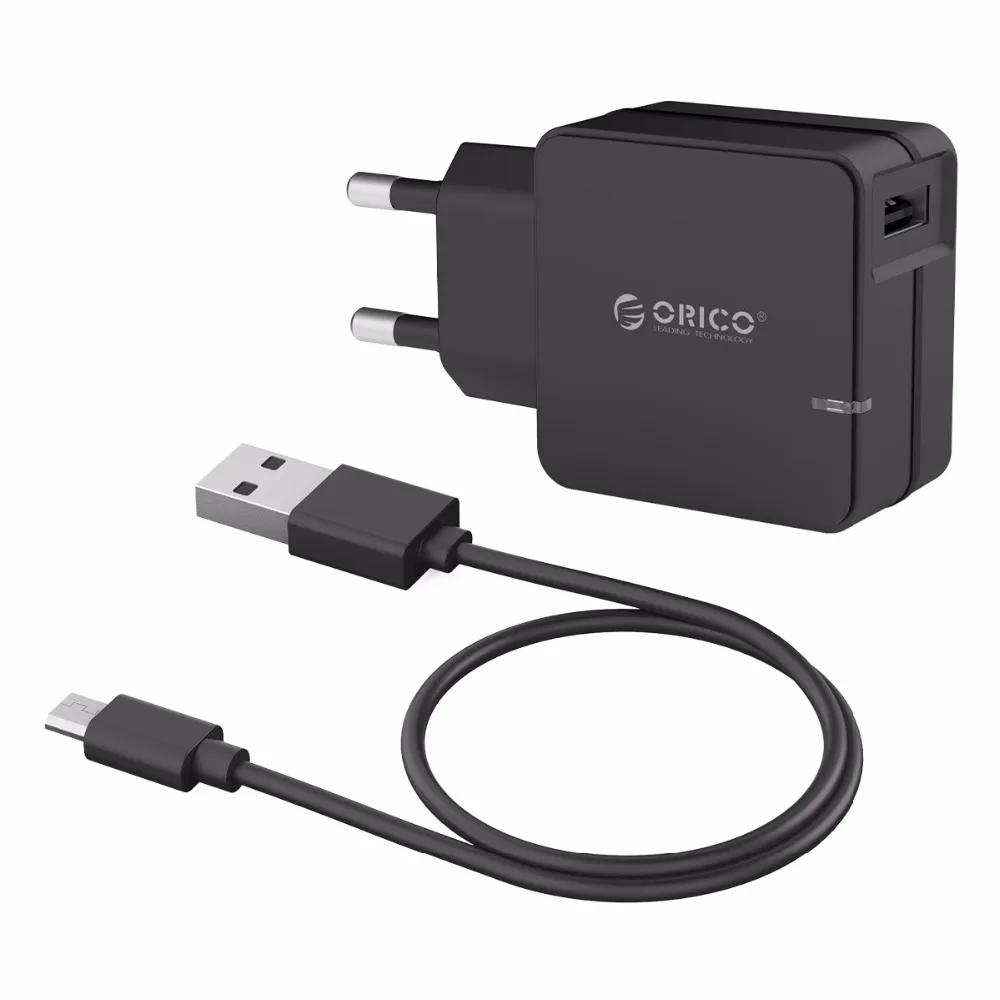 ORICO QCW-1U Quick Charge 2,0 быстрое USB ЗУ для мобильного телефона для samsung S5 S6 LG с 80 см Micro USB кабелем