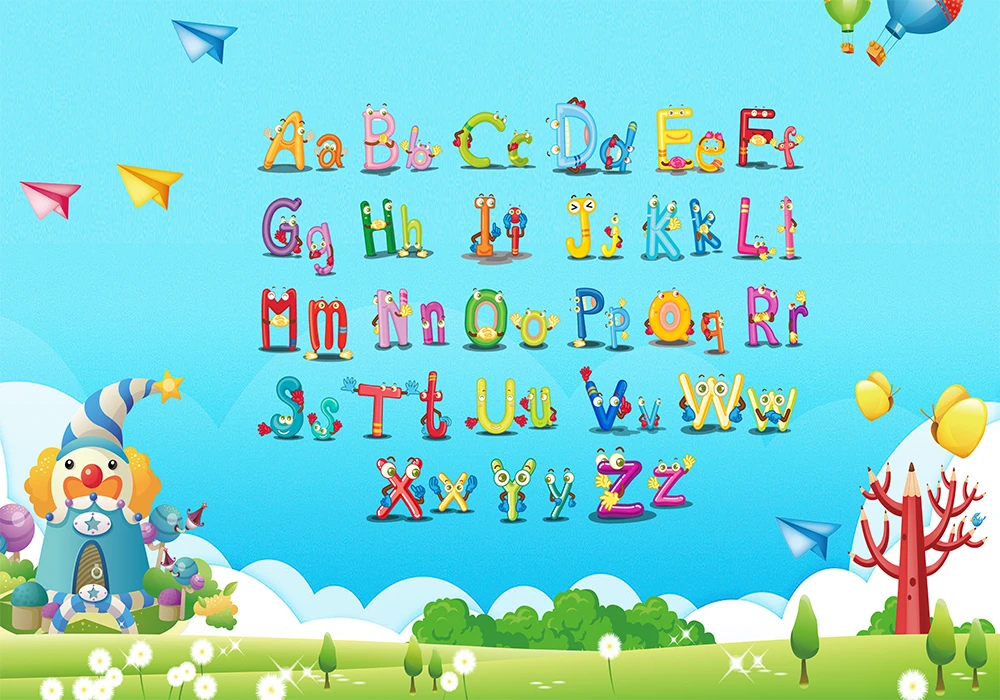 Custom 3d wallpaper Cartoon English alphabet wall stickers children's room kindergarten classroom wall - silk waterproof materia Custom 3d wallpaper Cartoon English alphabet wall stickers children's room kindergarten classroom wall - silk waterproof materia