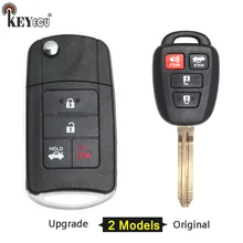 KEYECU для Toyota RAV4 Замена /модифицированный флип дистанционного ключа автомобиля оболочки чехол Fob 4 кнопки TOY43 лезвие HYQ12BDM HYQ12BEL